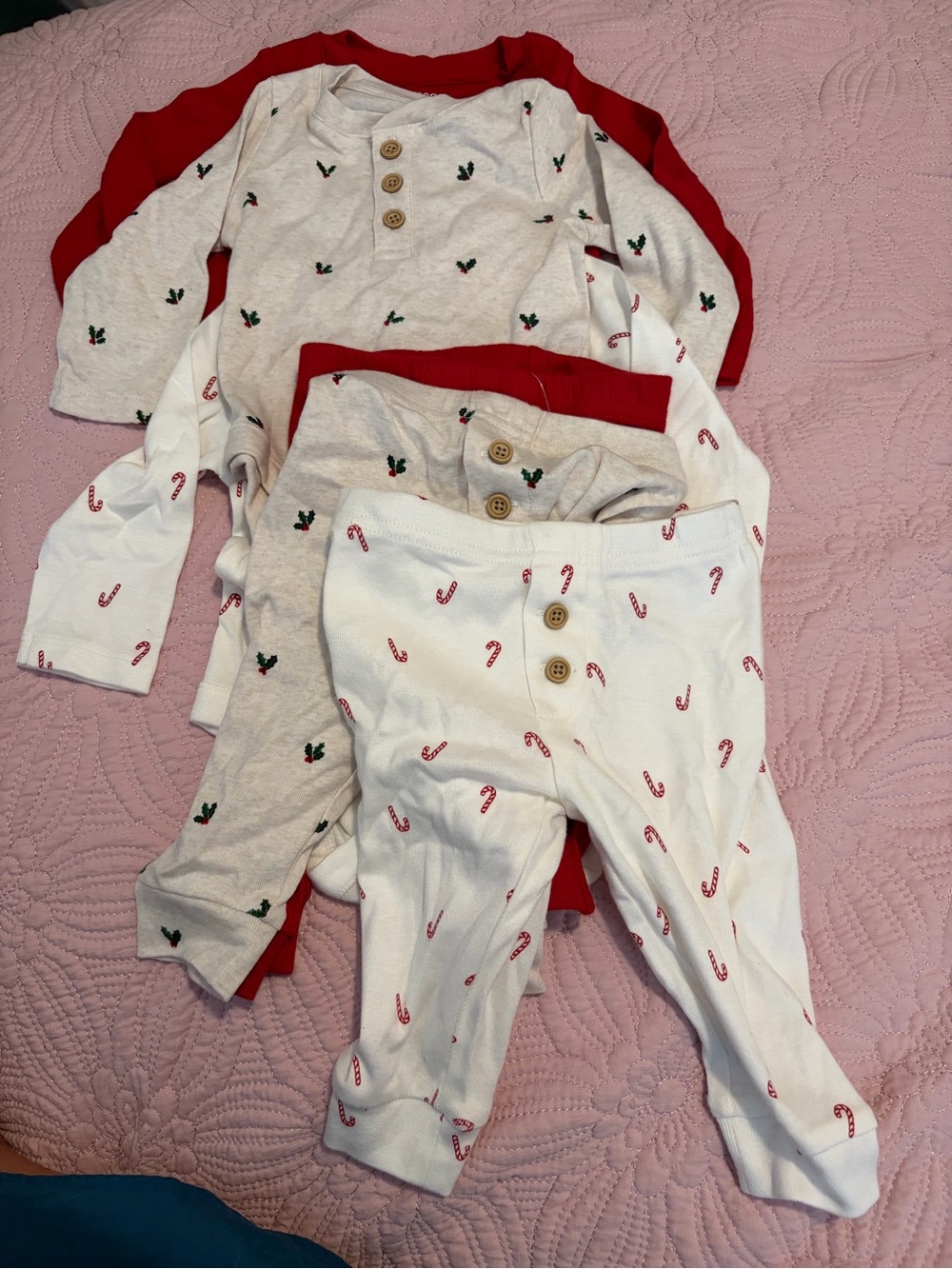 Gymboree Holiday Candy Cane & Holly Baby Sets, organic cotton